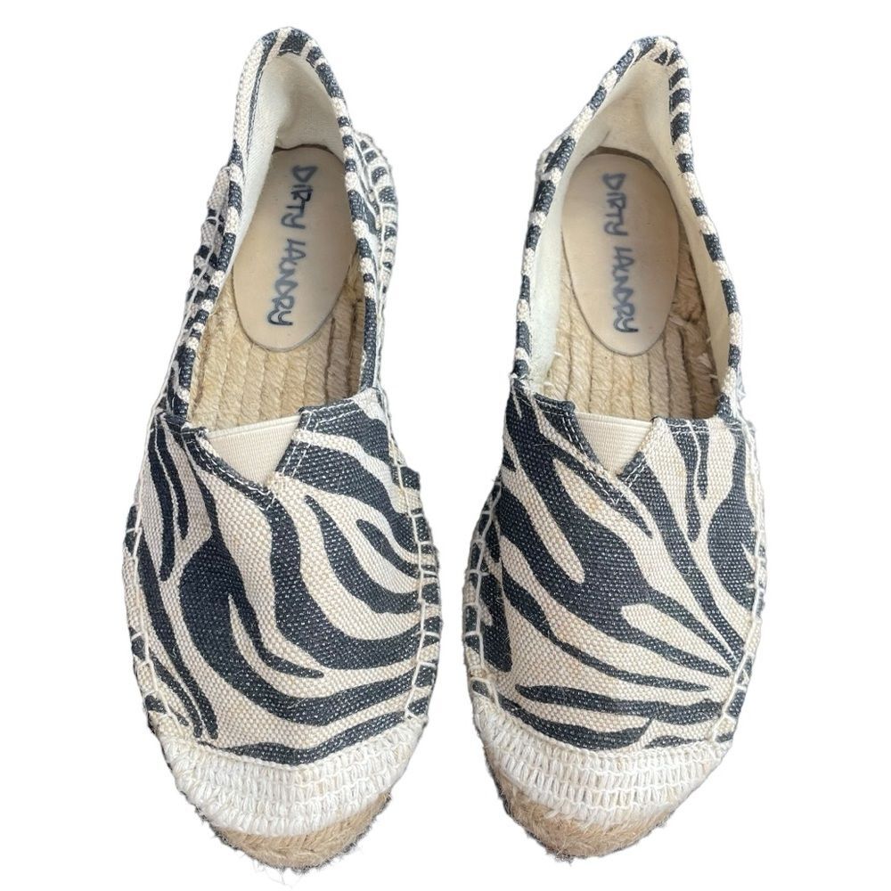 Dirty Laundry Textile Platform Espadrilles Zebra Print Black Tan Size 7